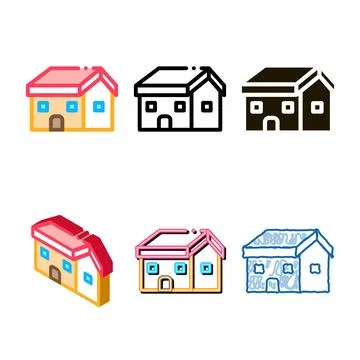 Building fixed pack roof icon vector outline Ilustración de archivo