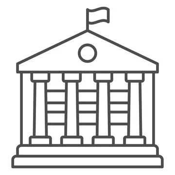 Building with flag and columns thin line icon, official department concept Ilustración de archivo