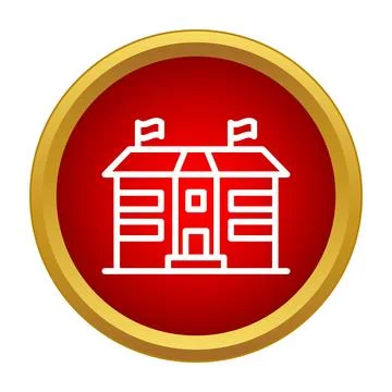 Building with flags icon representing education and government Stock Illustration