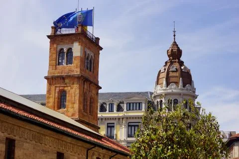 Building with flags Foto stock