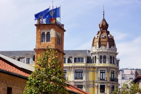Building with flags Foto stock