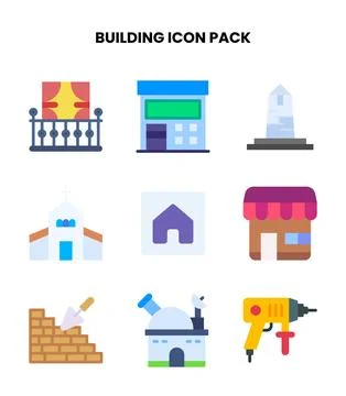 Building Flat Bundle Icons Pack Stockillustratie