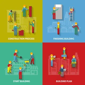 Building Flat Decorative Icon Set Stock Illustration