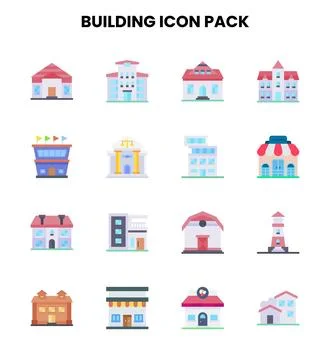 Building Flat Design Icons Pack イラスト素材