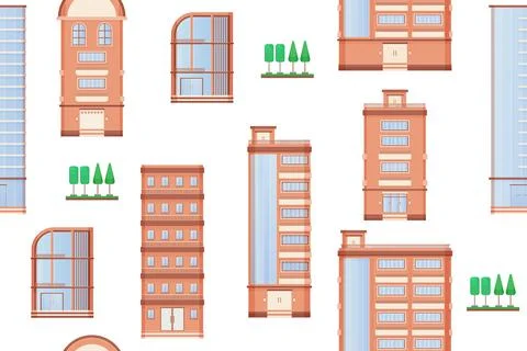 Building Flat design retro and modern city houses skyscrapers colorfulbuildin Stock Illustration