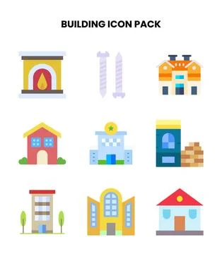 Building Flat Graphics Icons Pack Ilustración de archivo