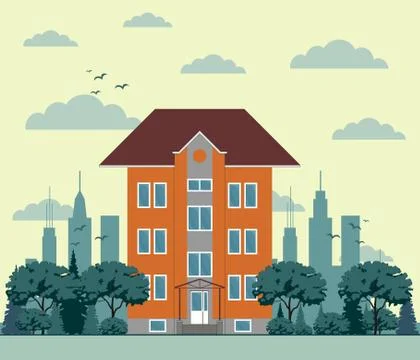 Building in flat style. Illustration Stock Illustration