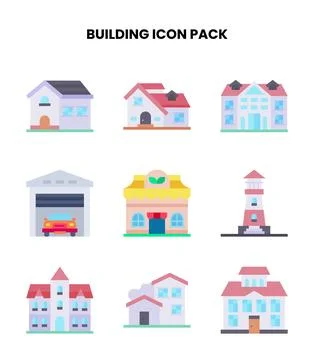 Building Flat UI Icons Pack Stock Illustration