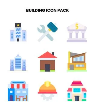Building Flat UI Icons Pack Stock Illustration