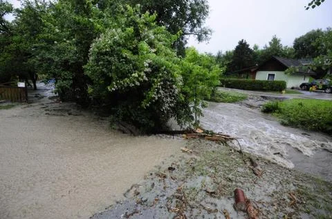 Building in a flooded area Foto stock