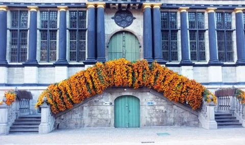 Building with flowers Stock Photos