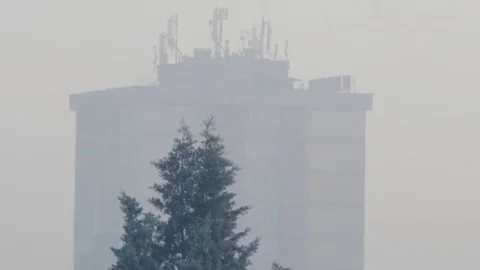 Building in fog Stock Footage 122019017