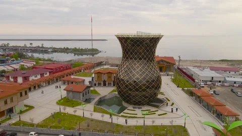 A building in the form of a Turkish tea cup in the tea bazaar. Rize-Turkey-May Stock Footage 194837220