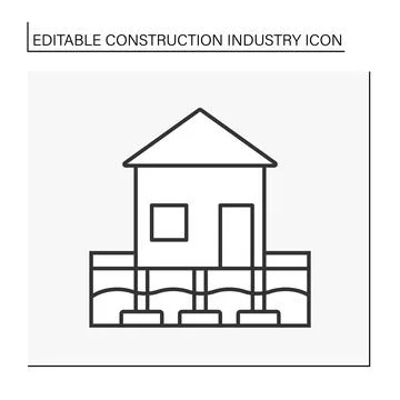 Building foundation line icon Stock Illustration