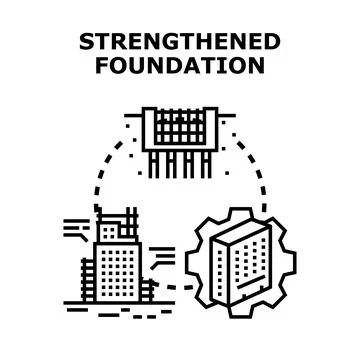 Building foundation strengthening process and engineering concept Stock Illustration
