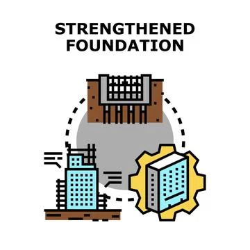 Building foundation strengthening process and engineering concept Stock Illustration