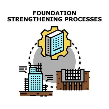 Building foundation strengthening processes for construction engineering Stock Illustration