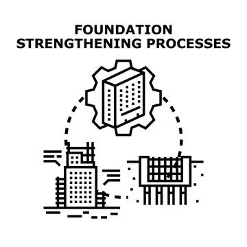 Building foundation strengthening processes for construction engineering Stock Illustration