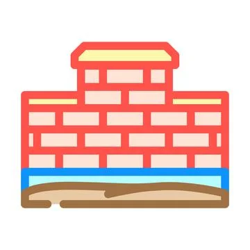 Building foundation structural construction brick wall icon 库存插图