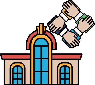 A building with four hands on it Ilustración de archivo