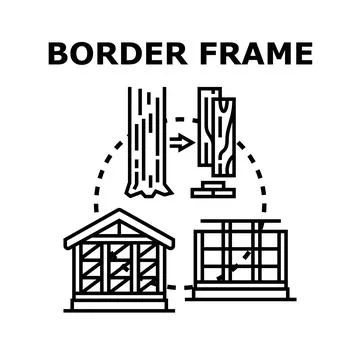 Building frame construction process from wood timber Stock Illustration