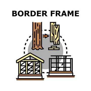 Building frame construction process from wood timber Stock Illustration