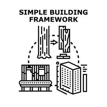 Building framework process illustrating construction development cycle Stock Illustration