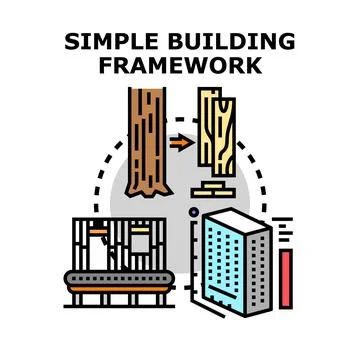 Building framework process illustrating construction development cycle Stock Illustration