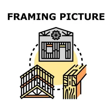 Building framing process for house construction development Illustrazione stock