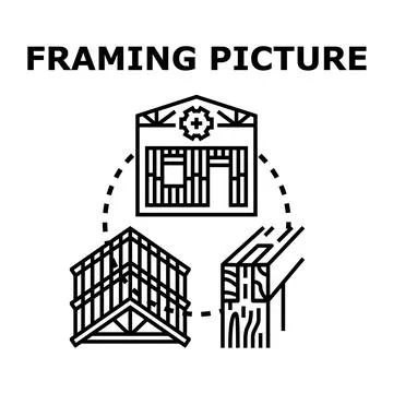 Building framing process for house construction development Illustrazione stock