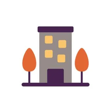 Building front facade flat style icon Ilustración de archivo