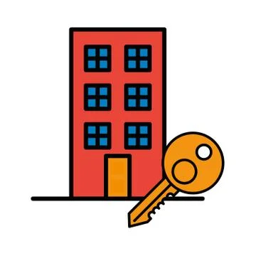 Building front facade with key door Stock Illustration