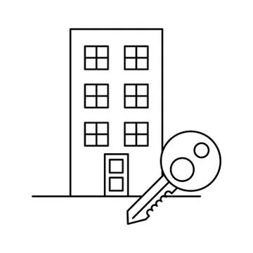 Building front facade with key door Stock Illustration
