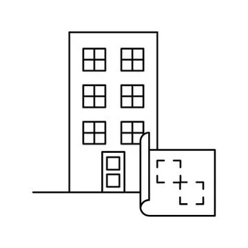 Building front facade with paper plane Ilustración de archivo