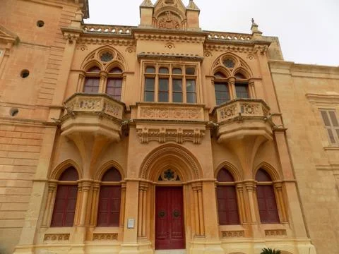Building Front or Façade in the Walled town of Mdina Stock Photos