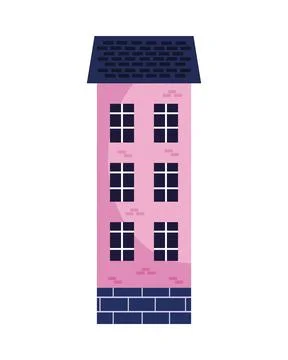 Building front pink facade Ilustración de archivo