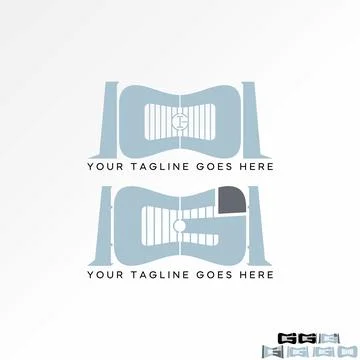 Building gate initial G font center barrier decor exterior blacksmith ornate Stock Illustration