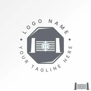 Building gate initial GI or IG font center barrier decor exterior blacksmith Ilustración de archivo