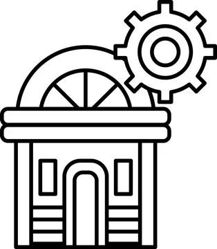 A building with a gear on top of it Ilustración de archivo