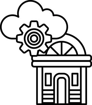 A building with a gear on top of it Ilustración de archivo