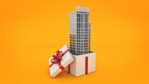 Building. Gift box concept. Stock Illustration