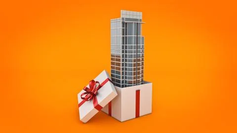 Building. Gift box concept. Stock Illustration