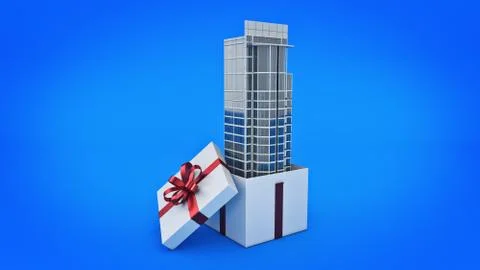 Building. Gift box concept. Stock Illustration