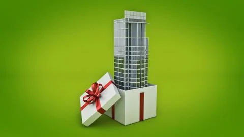 Building. Gift box concept. Stock Illustration