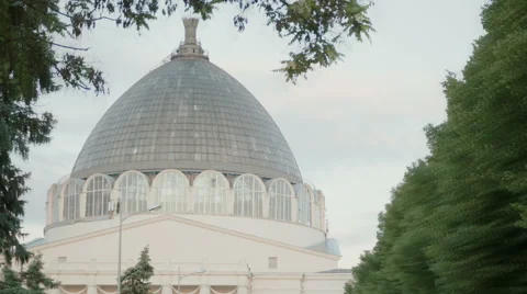 Building with a glass dome,the timelapse Stock Footage 64072429