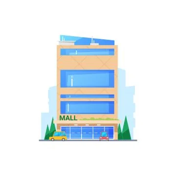 Building with glass facade, vector construction Ilustración de archivo