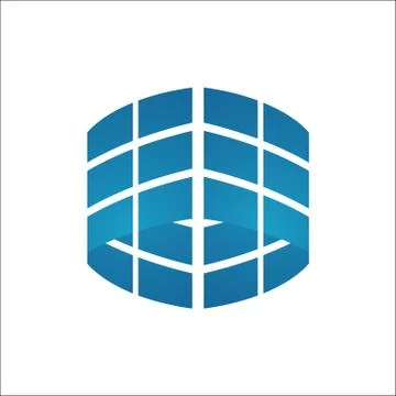 Building glass square 3d window glass logo creative illustration concept Stock Illustration