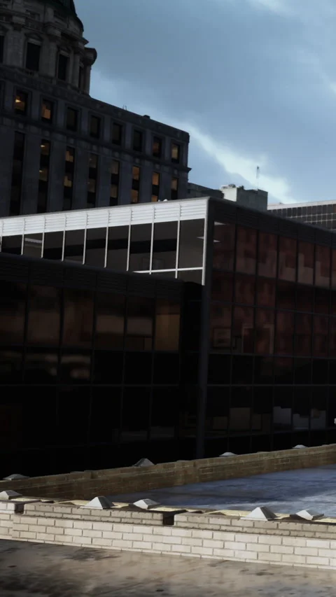 Building with glass windows during daytime at a city location Stock Footage 340647870