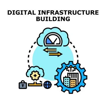 Building global digital infrastructure and smart city networks Stockillustratie