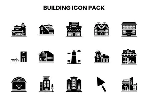 Building Glyph Graphics Icons Pack Ilustración de archivo